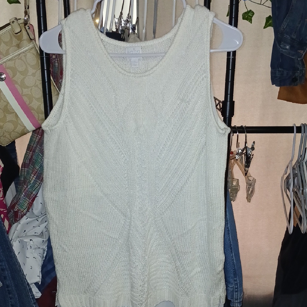 Cream Sleeveless Knit Top